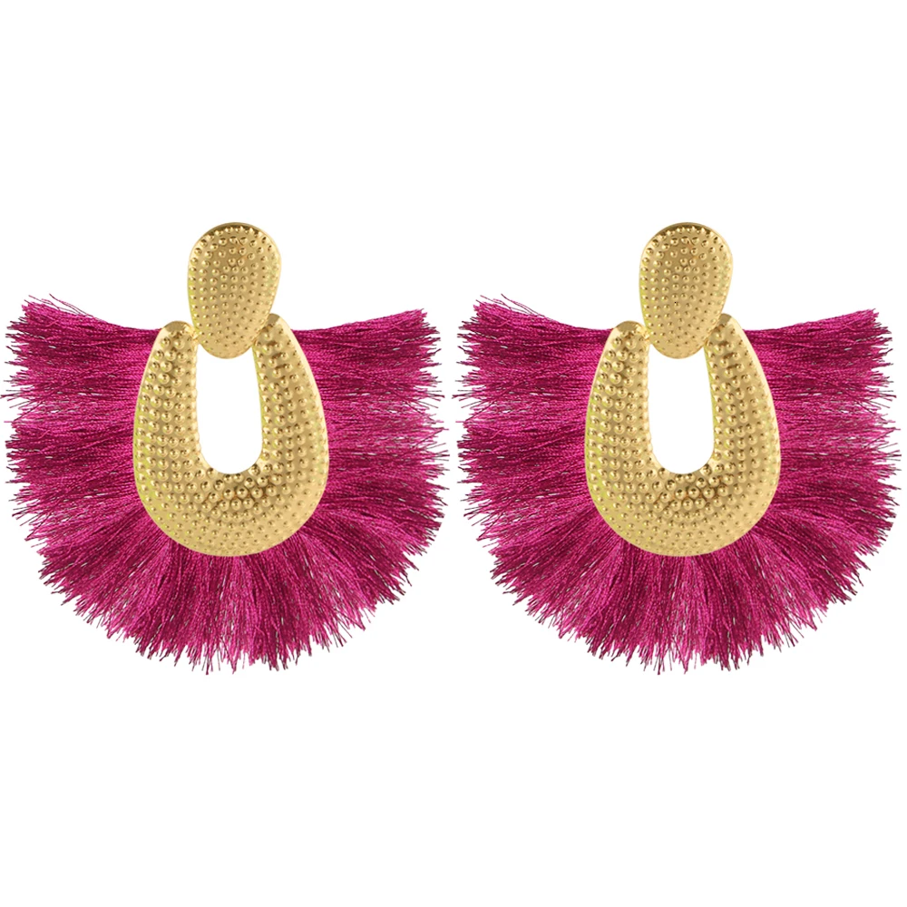E5813Personality Women Big Tassel Drop Earrings Colorful Bohemia Dangle Earring Fashion Jewelry Ear Drop Special Design Gift CS28
