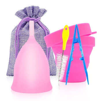 

Medical Silicone Menstrual Cup Sterilizer Cup FDA For Woman Feminine Hygiene Menstruation Reusable Lady Cup Prevent Side Leakage