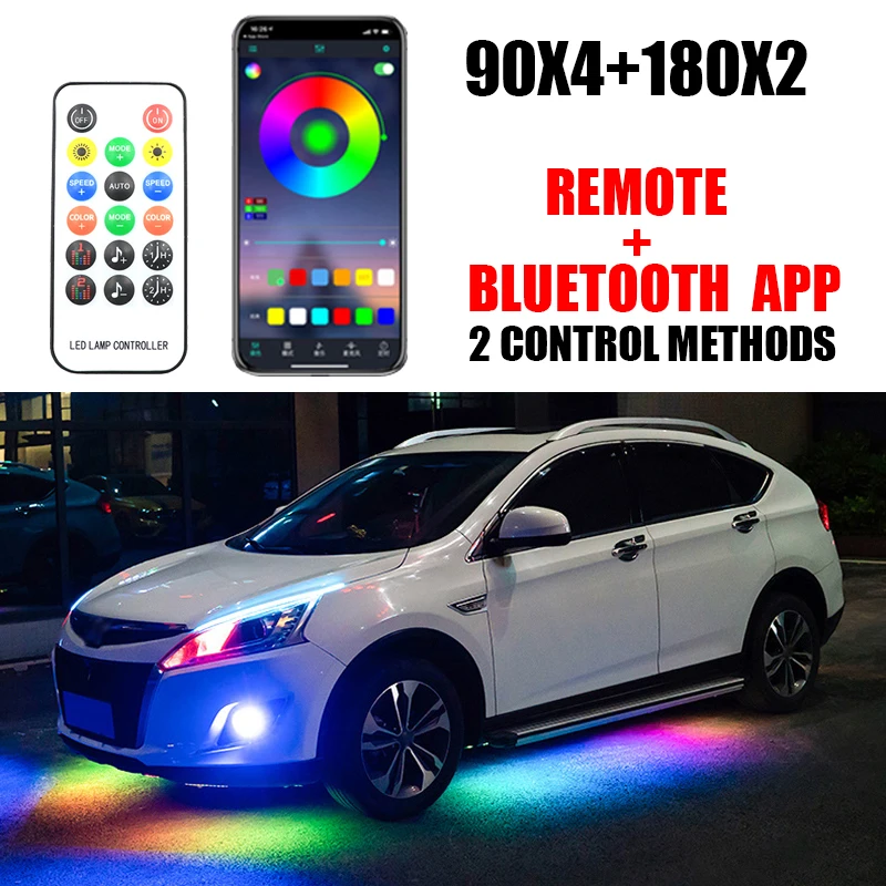 6x LED Auto Unterbodenbeleuchtung RGB Neon Underglow Atmosphäre Lichtleiste  App