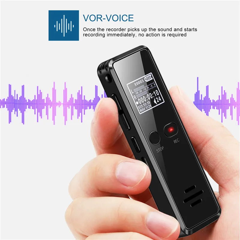 V90 Micro Digital Voice Activated Recorder Dictaphone Long Distance Audio Recording MP3 Player Noise Reduction WAV Record