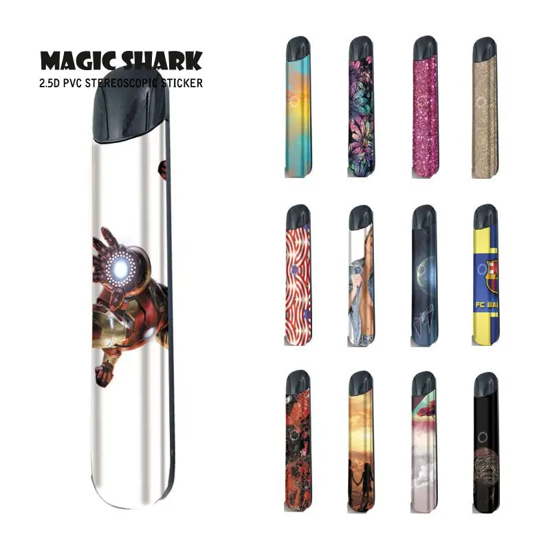 

Magic Shark Deadpool Gold Iron Man Bling James Ultra Thin E Cigarette Vape Case Cover Sticker for Relx Alpha Pod