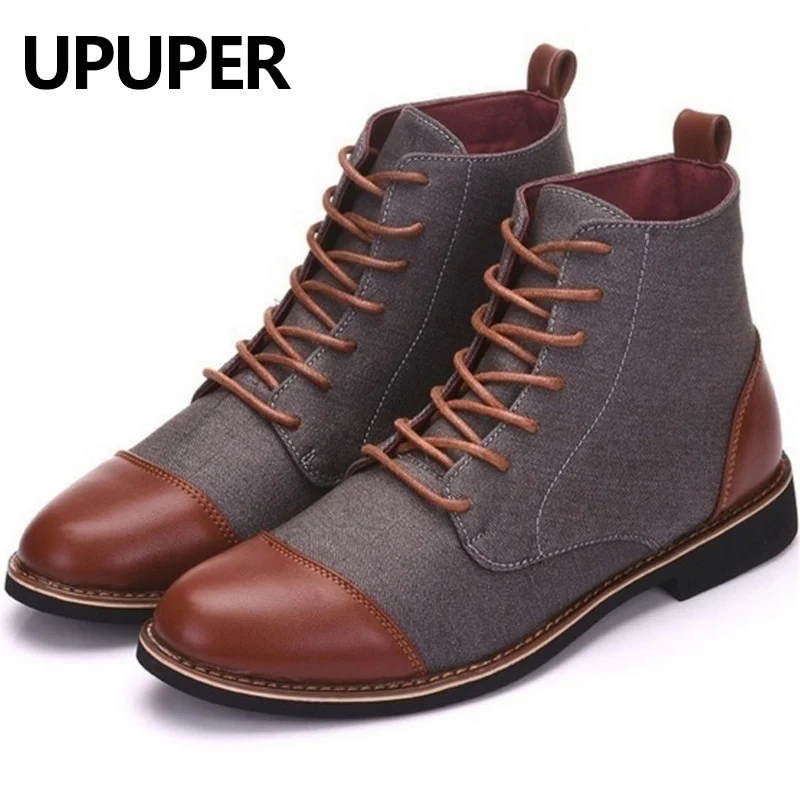 

UPUPER Fashion Men Boots British Style High Top Lace Up Men Shoes Non-slip Comfortable Plus Size 39-48 Men Ankle Boots 2019