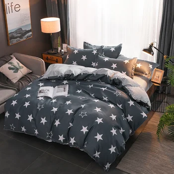 

Grey Bedsets Simple Generous Five Stars Duvet Cover Striped Sheet Bedding Set Print Geometric Comforter Bedding Sets Cotton SC6