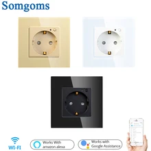 ЕС WiFi умная настенная розетка 16А розетка стеклянная панель Smart Life/туя пульт дистанционного управления работает с Amazon Echo Alexa Google Home