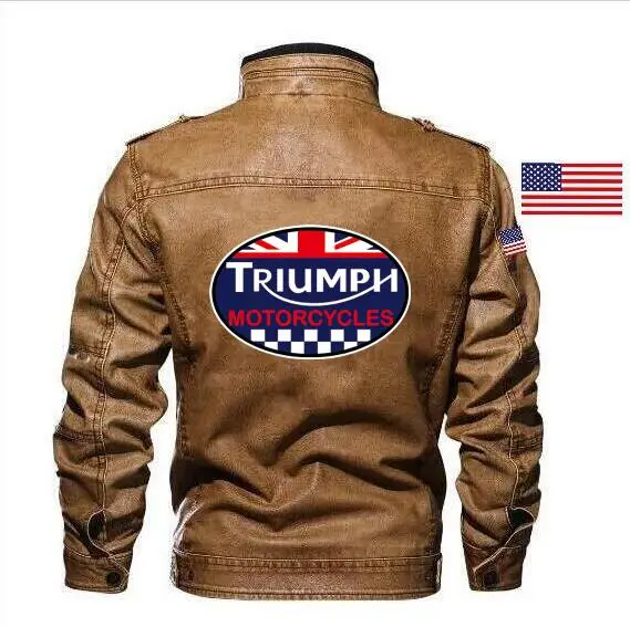 Chaqueta de cuero para motocicleta Triumph, chaqueta fina para hombre, ropa de marca + insignia bordada|Chaquetas| - AliExpress