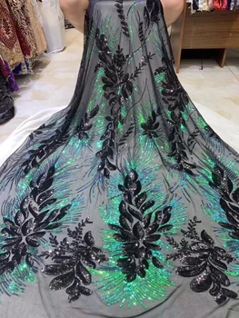 

Advanced Multicolor African Lace Fabric With Sequin Nigerian Tulle Lace Fabric 2019 High Quality French Net Lace For Women Dress