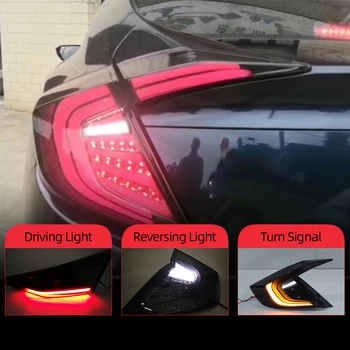 

2Pcs LED Taillights For Honda Civic 10th Sedan 2016 2017 2018 Car Tail lights Taillight Rear Lamp Turning+Reversing+Brake light