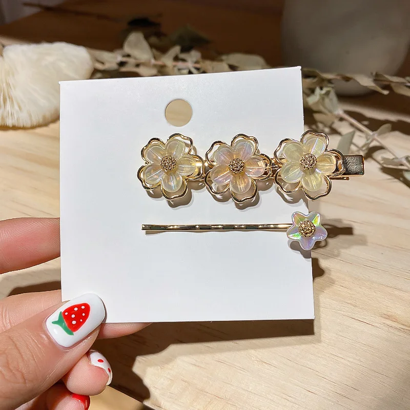 

2020 Wholesale Korean Phantom Shell Flower Hairpin Ins Net Red Hairpin Bangs Clip Word Clip Super Fairy Hairpin Hair Accessories