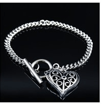 Модный серебряный браслет «Древо жизни» для женщин, браслет из нержавеющей стали с кристаллами, ювелирные изделия B18057