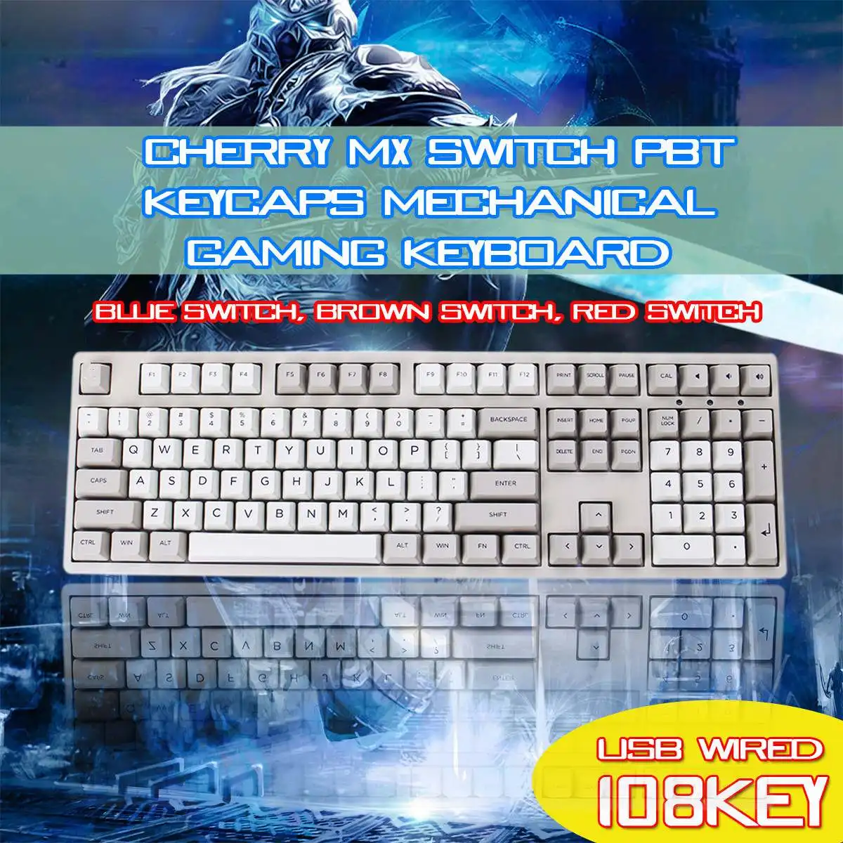 

S SKYEE 108 Key Wired Mechanical Keyboard PBT Keycap All Key Anti-Ghosting Cherry Switch Keycap Set Thick PBT Plastic Keyboard