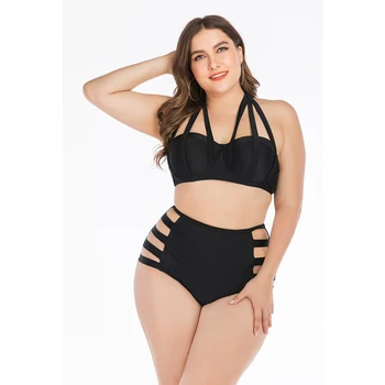 

Women Plus Size Beach Bra Bikini Set Hollow Out Backless Swimsuit 2020 High Waist Brazilian Swimwear Swimming Suit Biquini