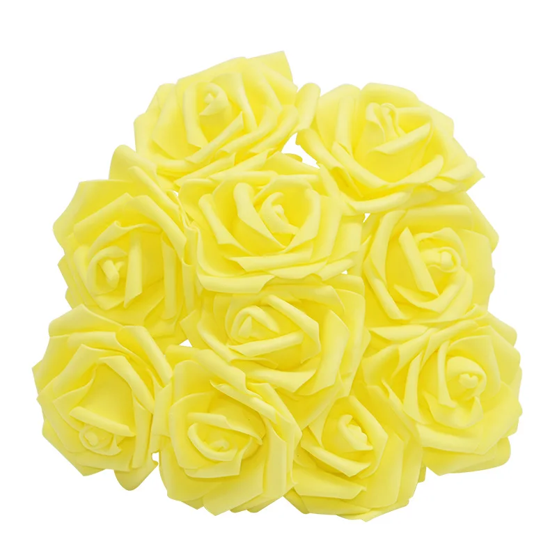 8 см цветок Искусственные цветы букет для украшения свадебный цветок Декор Свадебный букет домашний поддельный пенопласт декор в виде цветка розы - Цвет: yellow