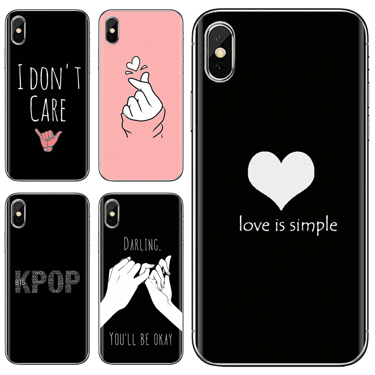 Noir Et Blanc Amour Kpop Coeur Dessin Pour Iphone 11 Pro 4 4s 5 5s Se 5c 6 6s 7 8x10 Xr Xs Plus Max Pour Ipod Touch Couverture Souple Aliexpress