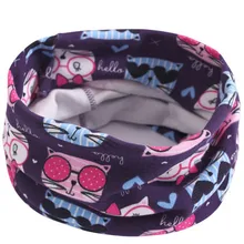 Детский шарф с мультяшным принтом; Теплая повязка на голову для девочек; кольцо для малышей; хлопковый шарф для маленьких девочек; сезон осень-зима