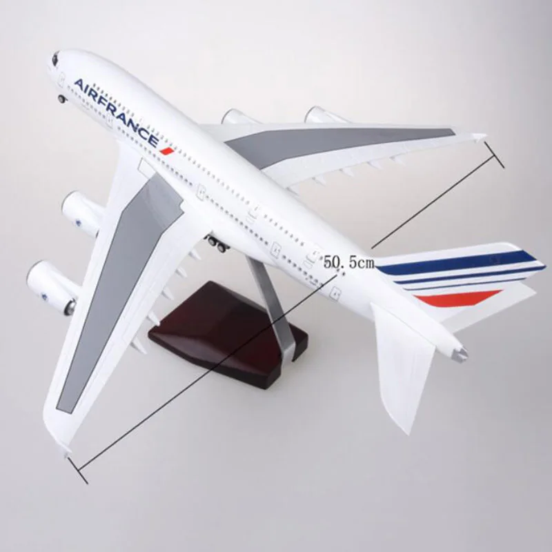 45,5 см 1/160 масштаб самолет Airbus A380 Air Франция авиакомпания Модель W светодиодный светильник и колеса литой пластик Смола самолет F коллекция