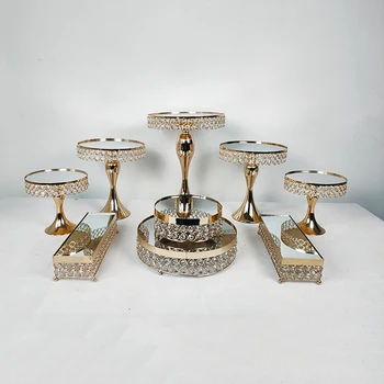 

Metal cake stand mirror surface cake decorating tools cupcake wedding party talble