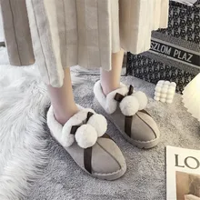 

Ladies Shoes for Winter Cotton Slippers Fur Rabbit Home Warm Thick Bottom Indoor House Women Platform Boots Cute Fluffy Goth