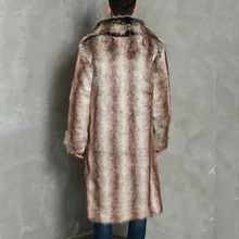 Мужские градиентные полосатые теплые пальто из искусственного меха с отворотом с длинным рукавом парки пальто куртка