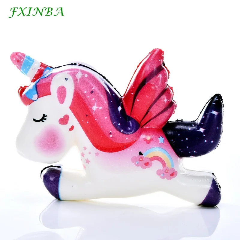 FXINBA 12 см милый Единорог Мягкий Jumbo антистресс медленно поднимающиеся игрушки декор животных Squishies Pegasus Единорог Squeeze Ароматизированная кукла