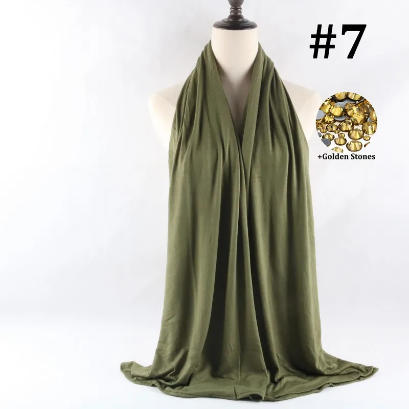 Смешанные цвета 9 дизайнов эластичный хиджаб из Джерси шарф с бриллиантом для мусульманских женщин Новая мода - Цвет: 7