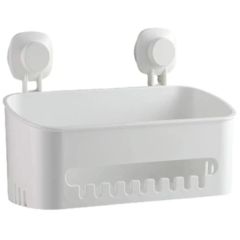 

Shower Caddy Suction, Drill-Free Removable Plastic Shower Caddy Wall Mounted Shelf with Hooks, Storage Basket Organizer