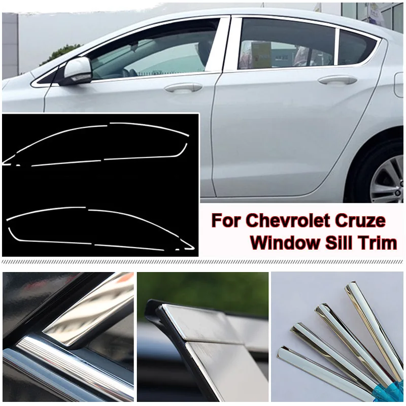 12 шт. для Chevrolet Cruze- нержавеющая сталь Хром Подоконник ремень отделка окна молдинг отделка