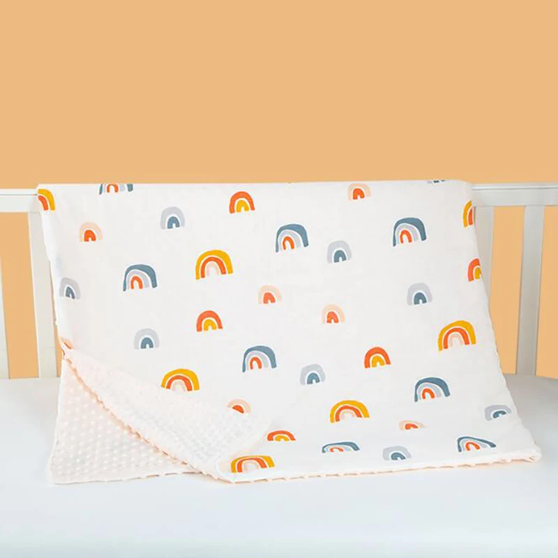 Newborn Baby Blanket for Stroller Baby Swaddle Blanket Velvet Lining Bath Towe Warm Portable Sleeping Quilt BMT075