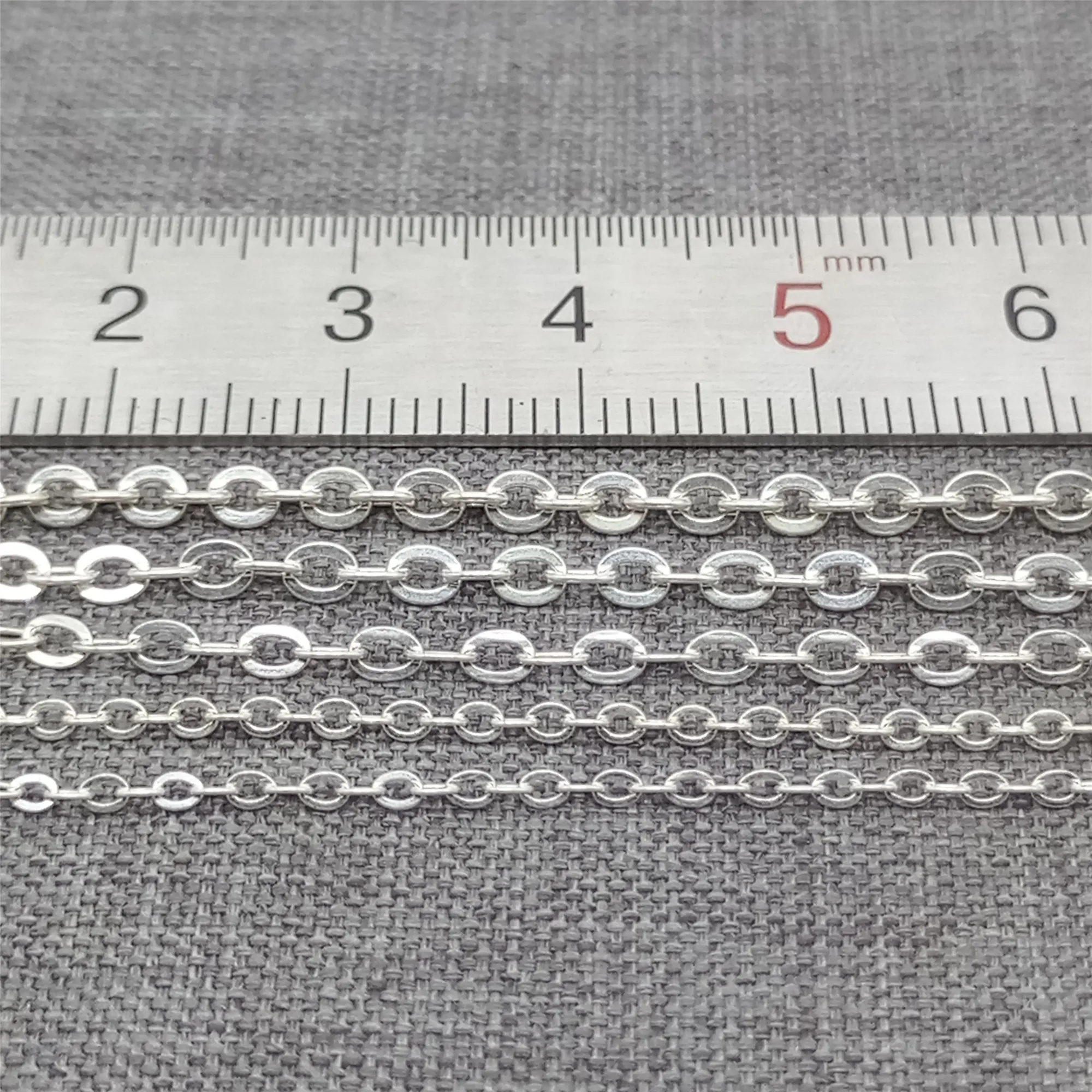 925 Sterling Silver Unfinished Hammered Cable Chain 1mm 1.1mm 1.2mm 1.4mm  1.6mm