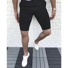 

Summer Men's Shorts Black Beach Casual Fashion Bermuda Shorts For Men Daily Office Work Solid Color Male Clothing Breathable New