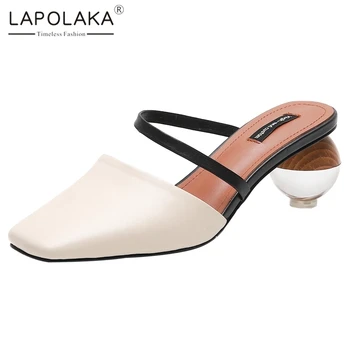 

Lapolaka 2020 Hot Sale Genuine Leather Strange Style Summer Shoes Woman Pumps Mules Slip On Concise Pumps Women Shoes