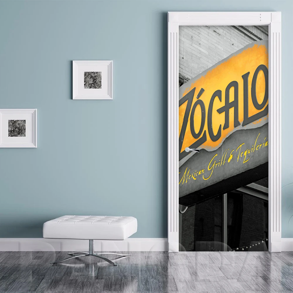 

3D Door Sticker Self Adhesive 5 Piece Train Building Picture Decal Home Decoration Paper Living Room Waterproof Print Artwork