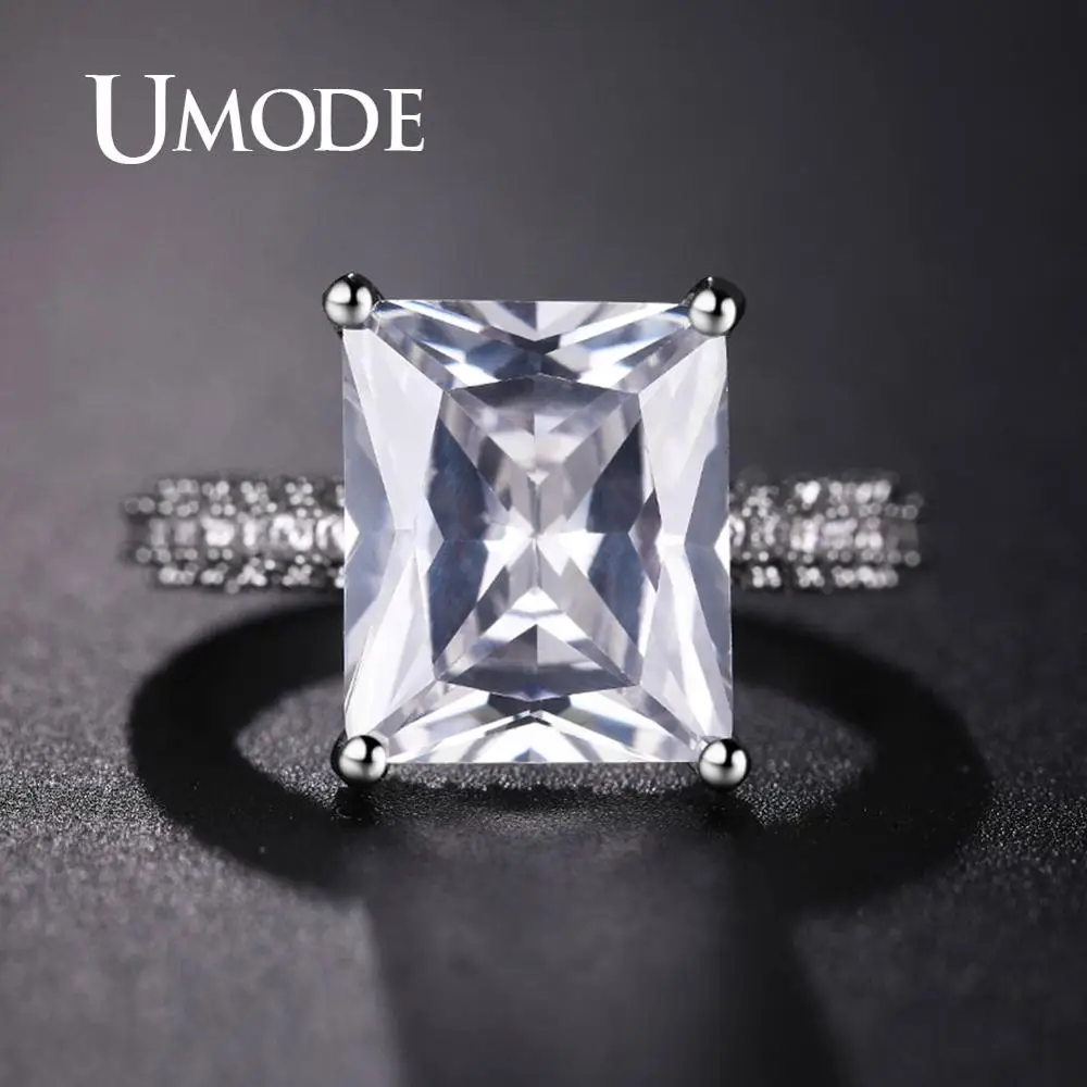 UMODE кубического циркония уникальное геометрическое кольцо для женщин Свадебные обручальные кольца Роскошные брендовые ювелирные изделия белого цвета UR0575A