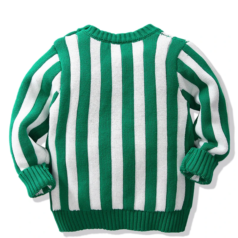 Christmas Baby Girl Handwork Sweater Autumn Winter Kids Stripe Clothes Boys Cartoon Santa Claus Embroidery Knitted Sweaters