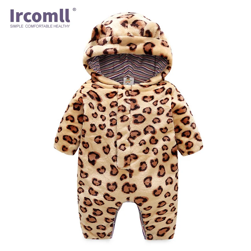 Ircomll Новые поступления Демисезонный для новорожденных Одежда для мальчиков и девочек с леопардовым принтом, Фланелевая пижама с длинным рукавом и рисунком Детские комбинезоны для малышей младенцев спортивный комбинезон - Цвет: Leopard