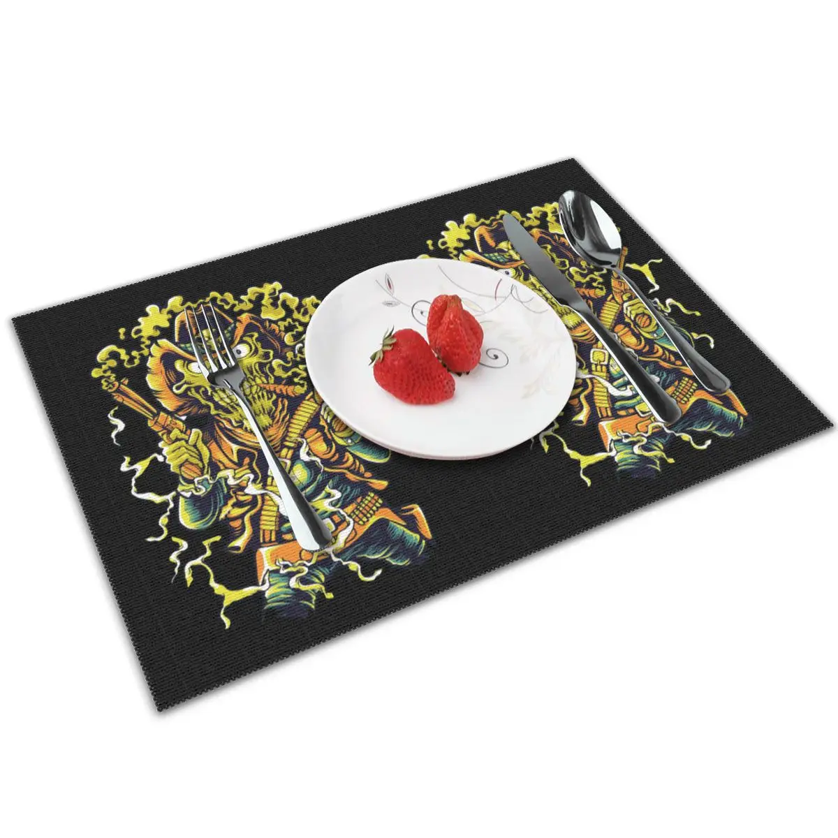 Skull Cowboy Vector Placemats For Dining Table Set Of 4 Washble Heat Resistant and Non-Slip Washable | Дом и сад