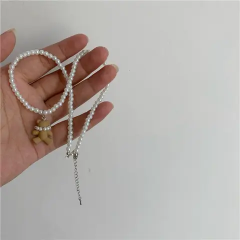 Bear Pendant Choker Necklace Female Retro Simple Clavicle Chain Personalized Jewelry