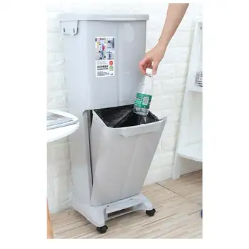 

Larger Capacity 2 Layers Trash Cans Wet and Dry Garbage Sorting Buckets Vertical Wheels Household Bin Recyclable Storage