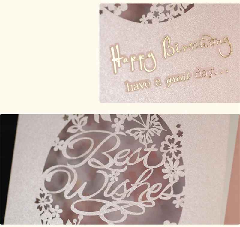 Сложенные поздравительные открытки бронзированные полые Конверт конфессия День Рождения пожелания день Святого Валентина Оставьте сообщение бумажная открытка