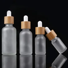 Bouteilles compte-gouttes en verre pour huile essentielle, 5ml, 10ml, 15ml, 30ml, 50ml, 100ml, pour aromathérapie, bouchon en bambou, réactif, goutte d'eau, liquide pour les yeux