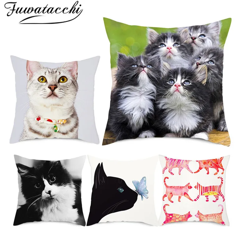 Чехол для подушки Fuwatacchi Cute Cats Pets Anilmals фото наволочка домашнего дивана