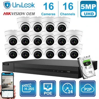 

UnILook 16CH NVR 8/10/12/16Pcs 5MP Mini Dome POE IP Camera NVR Kit Security System Night Vision Motion Detection Onvif H.265 P2P