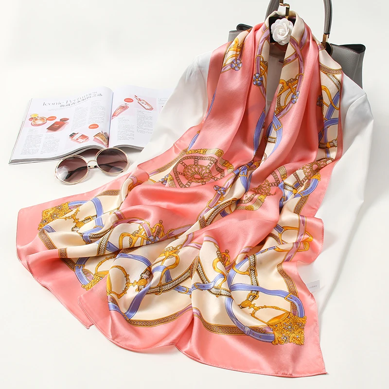 Bufandas de seda suave para Mujer, pañuelo de marca de lujo, decorativo,  largo, para primavera - AliExpress