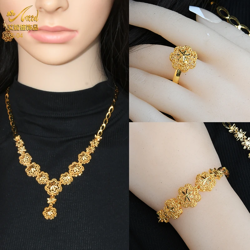 Bridal Jewelry Sets bridal jewelry sets ANIID Indian Bridal Jewelry Set Dubai Necklace Earrings For Women Wedding 24k Gold Color African Jwellery Bridesmaid Party Gift