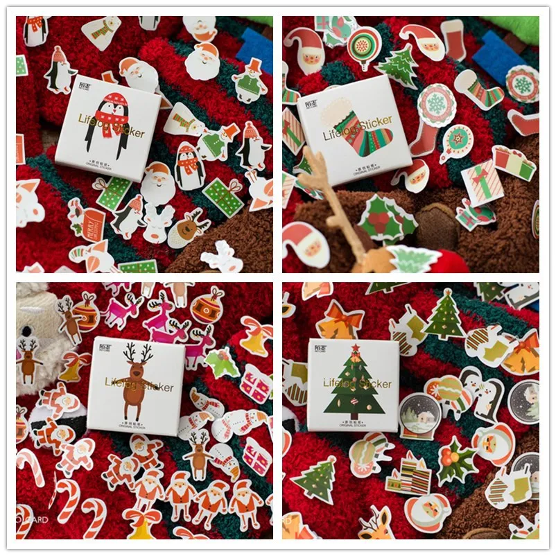 Festive Kawaii Sticker Set - Merry Christmas Decorative Stickers for Scrapbooking & DIY Crafts (45 pcs)