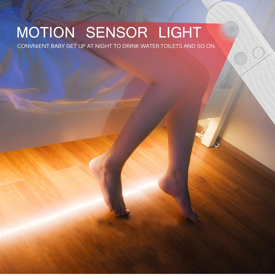  1-5M PIR Motion Sensor LED Light DC 5V Tape Battery Or USB Port Powered Movement Detection Cabinet  - 4000016379409