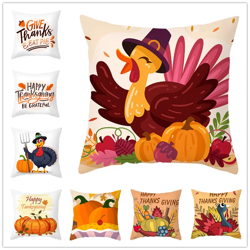 

Happy Fall Pumpkin Car Printed Pillow Cushion Cover Kussenhoes Square Throw Pillowcase Sofa Home Thanksgiving Decor Accessories