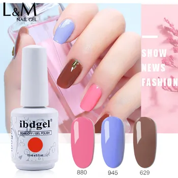 

6pcs/lot ibdgel brand white bottle 18 colors New matching series colorful Nail Polish Soak Off UV Led Gel lamp long lasting