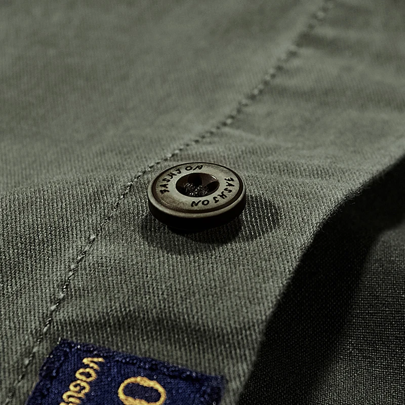 Свободные повседневные мужские рубашки блузки клетчатый воротник Повседневная джинсовая рубашка военный карго короткий рукав Европейский Американский хлопок