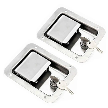 

Hardware 2 Pack Stainless Steel Paddle Slam Latch With Lock & Key - Flush Single Point Handle For Door Trailer RV Jeep
