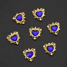 

100pcs/Set Nail Art Rhinestones Alloy Diamond Rhombus/Love-Heart Nail Decorations Gold Frame Gems Metal Accessories #JK20
